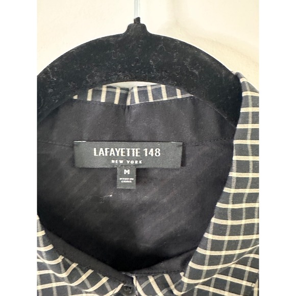 LAFAYETTE 148 NEW YORK Black‎ White Checkered Long Sleeve  Womens M - Picture 3 of 4